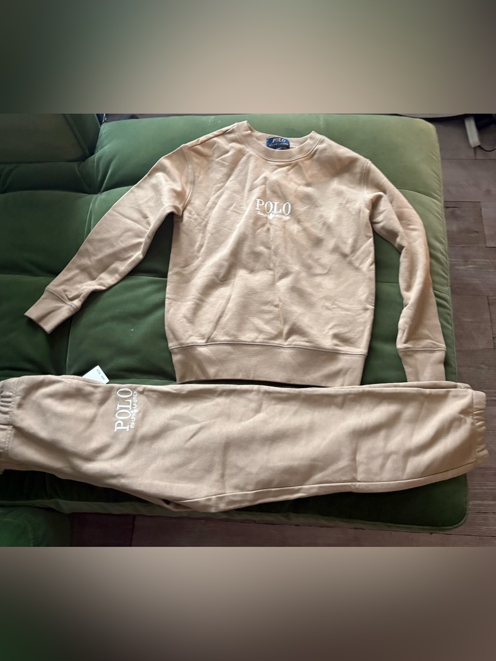 Beige sweatsuit polo